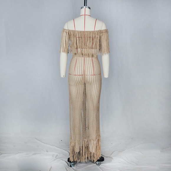 Hollow Out Crochet Sexy Cover Up Set Skirt/Top - Picture 4 of 7